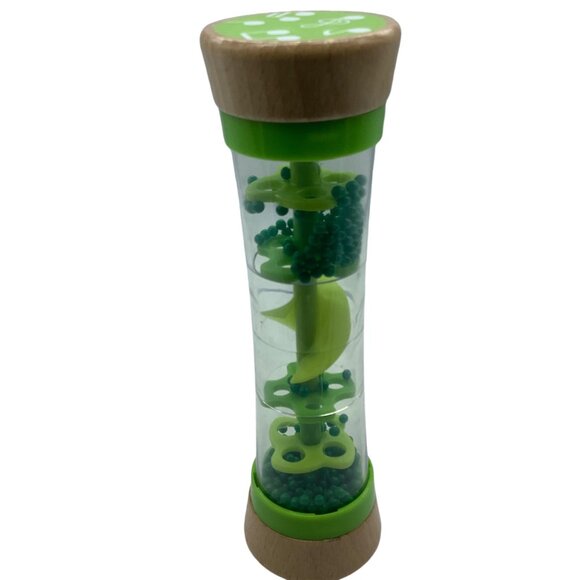 Hape Wooden Beaded Rainmaker Toddler Toy Green Sensory Development Raindrops 8" - Picture 3 of 7